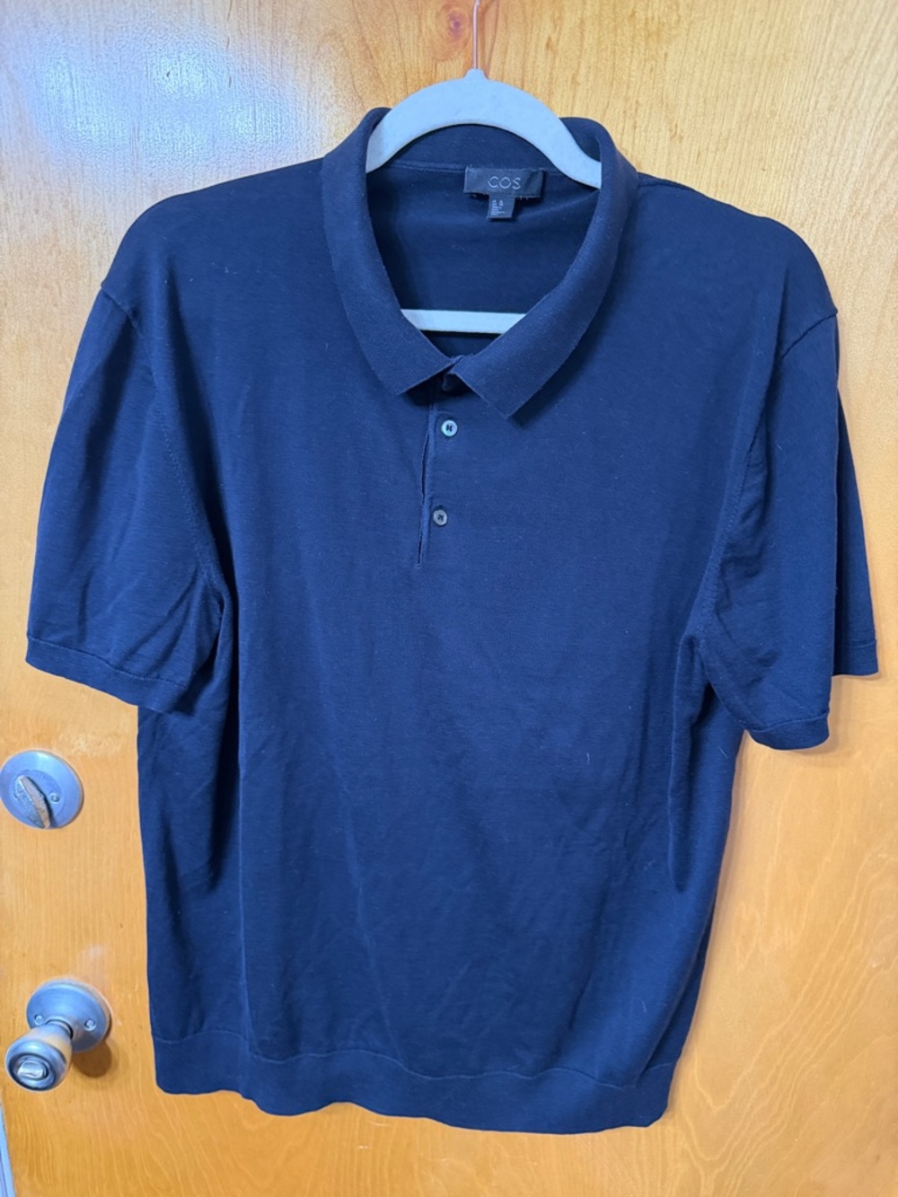 COS Men's Navy Pique Polo Shirt